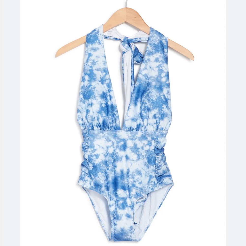 NWT Nicole Miller Blue Tie-Dye One-Piece Swimsuit